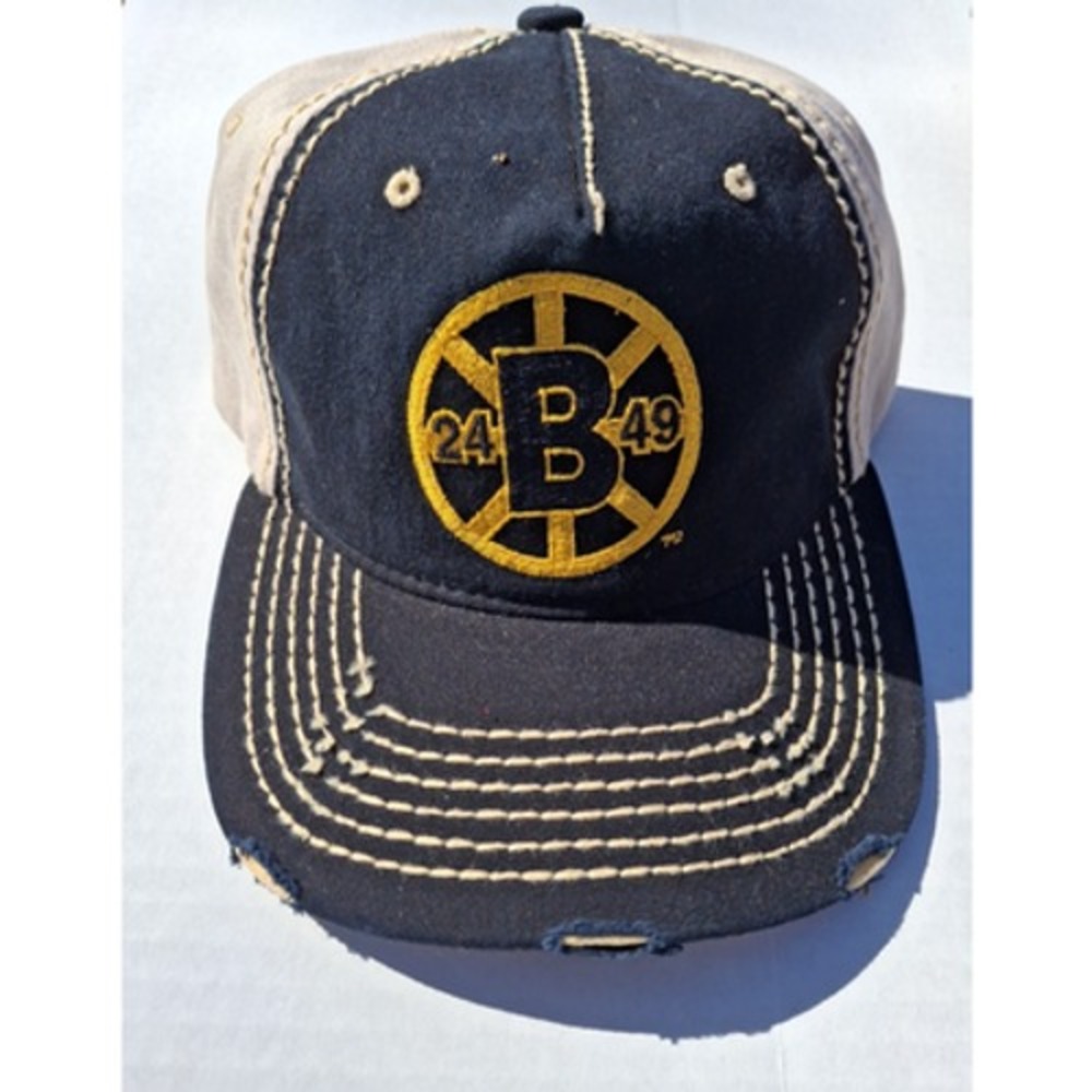Boston Bruins Retro Brand Black Beige Two Tone Stitched Vintage Snapback Hat